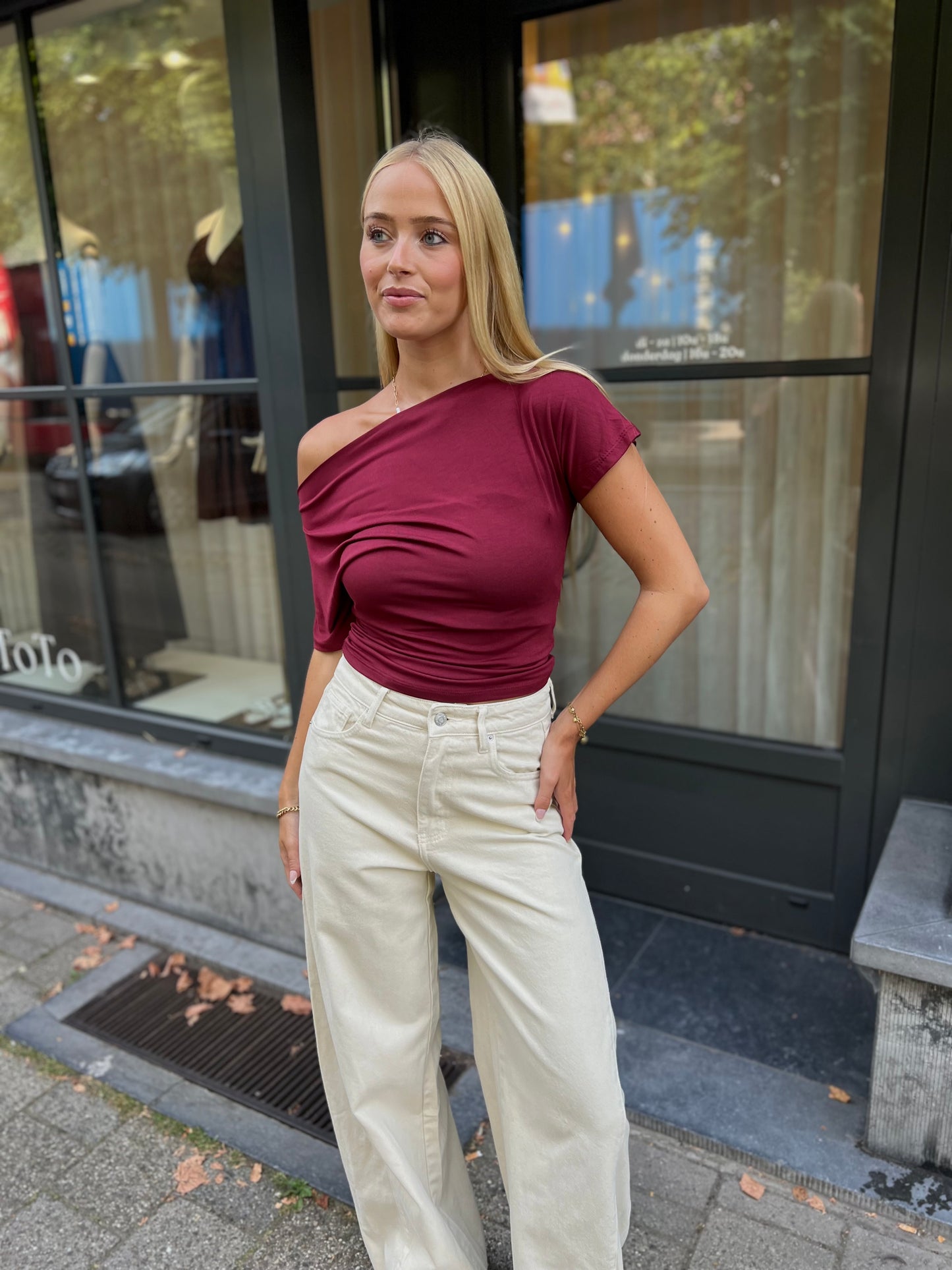 Shirt Off Shoulder - Bordeaux