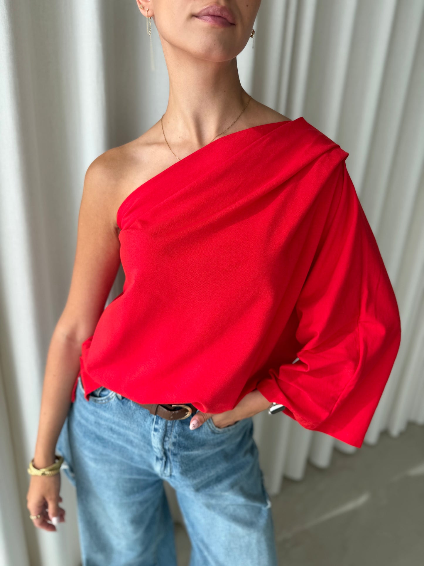 Shirt One shoulder - Rood