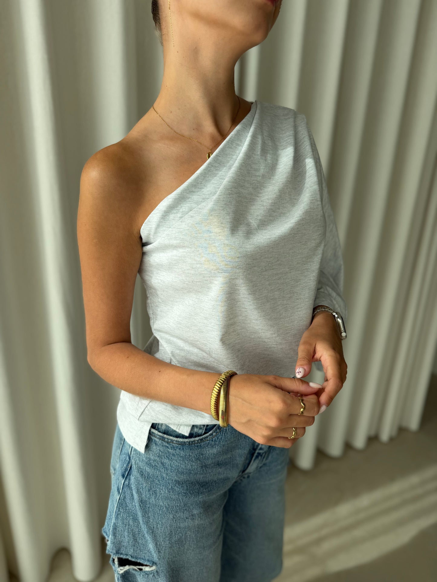 Shirt One shoulder - Grijs