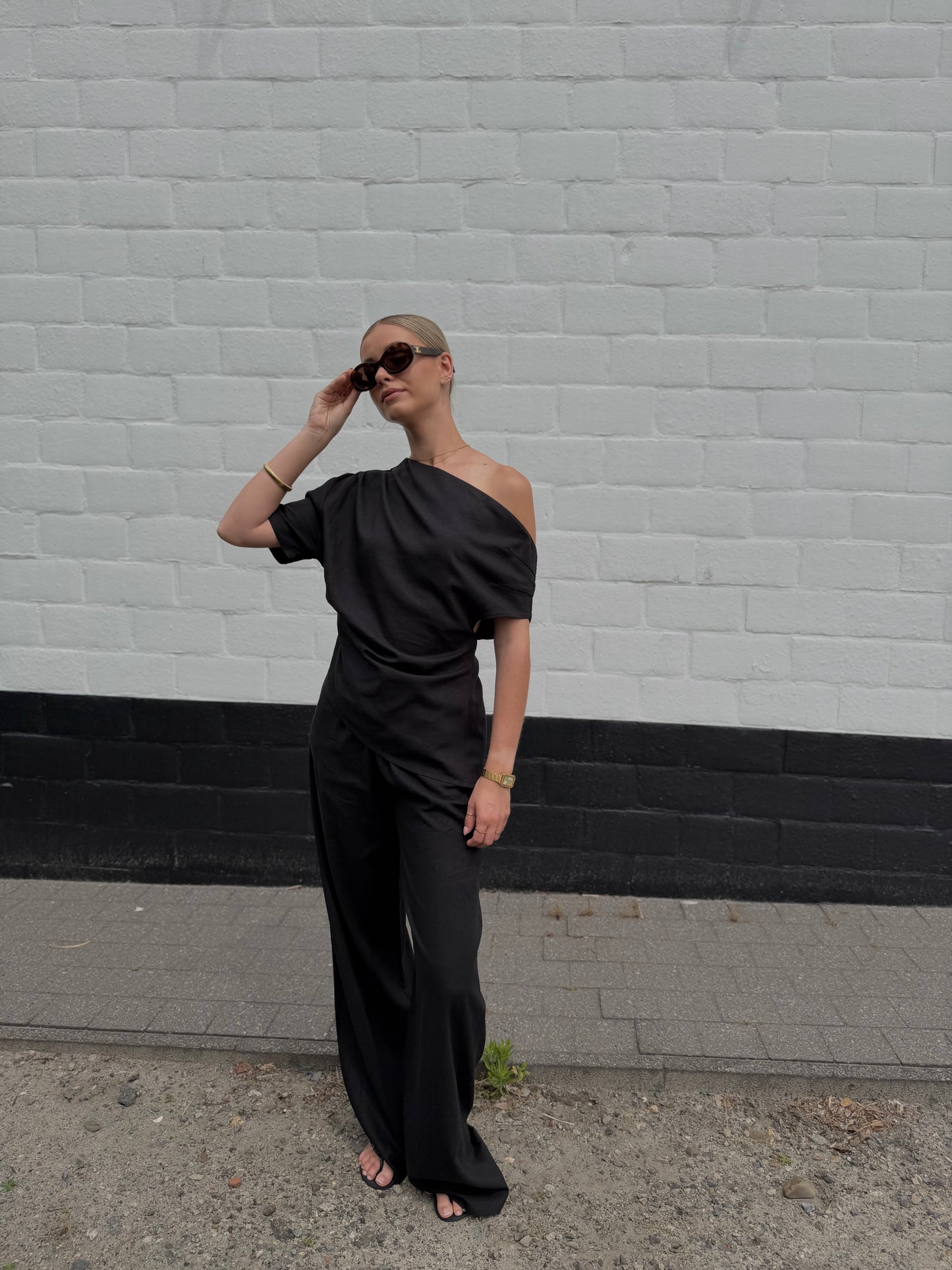 Top Linnen Sofie - Zwart