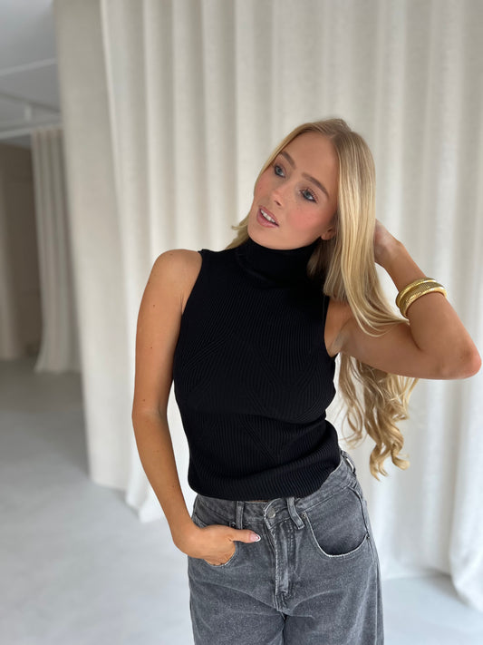 Top Col - Zwart