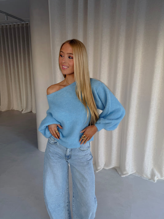 Trui off shoulder - Lichtblauw