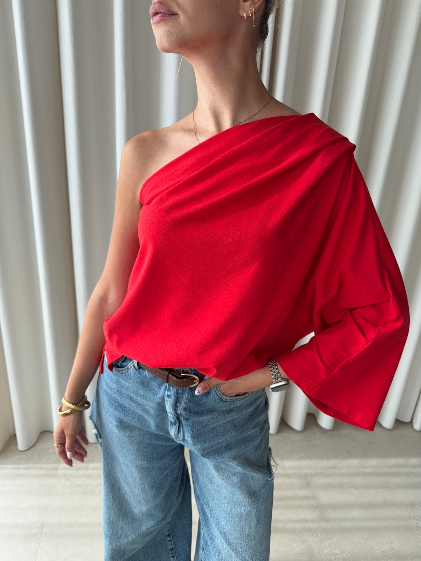 Shirt One shoulder - Rood