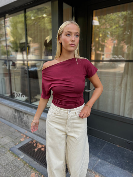 Shirt Off Shoulder - Bordeaux