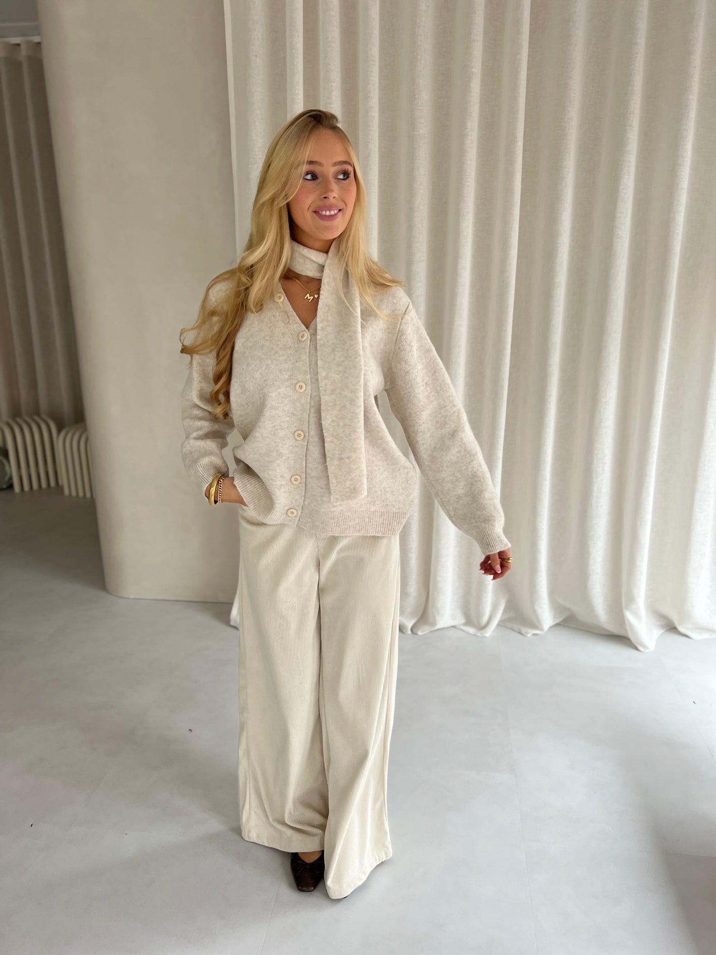 Vest + sjaal - Beige