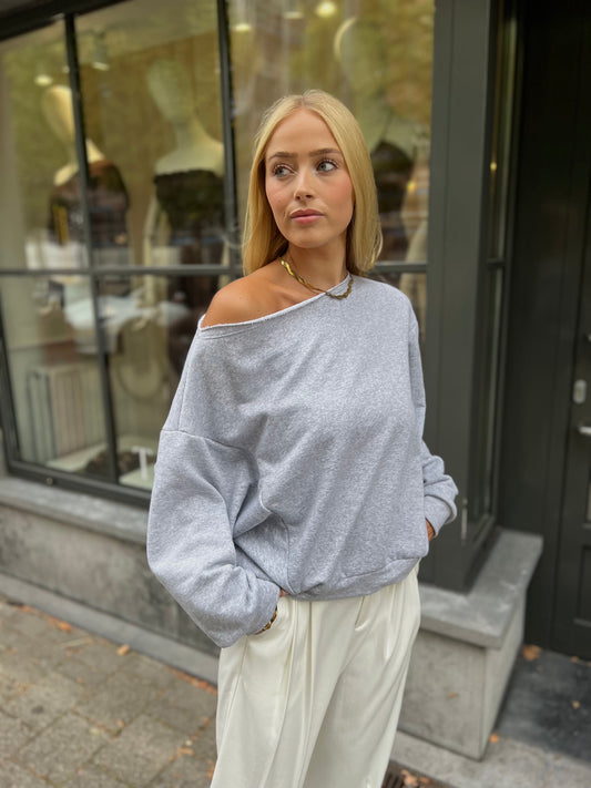Sweater Off Shoulder - Grijs