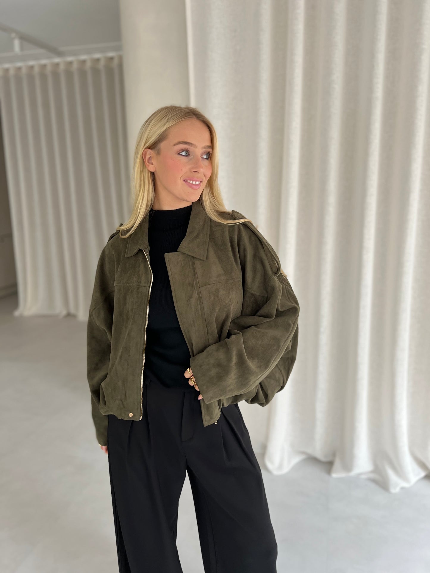 Bomber Suède - Khaki