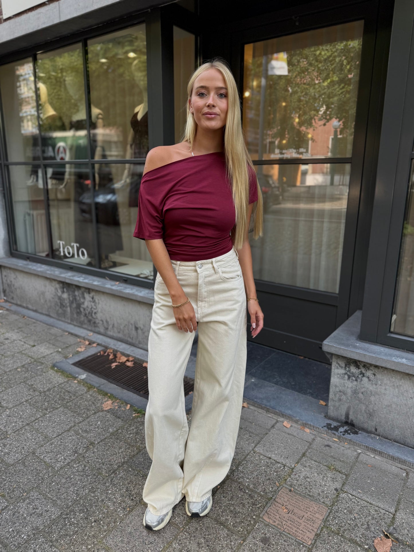 Shirt Off Shoulder - Bordeaux