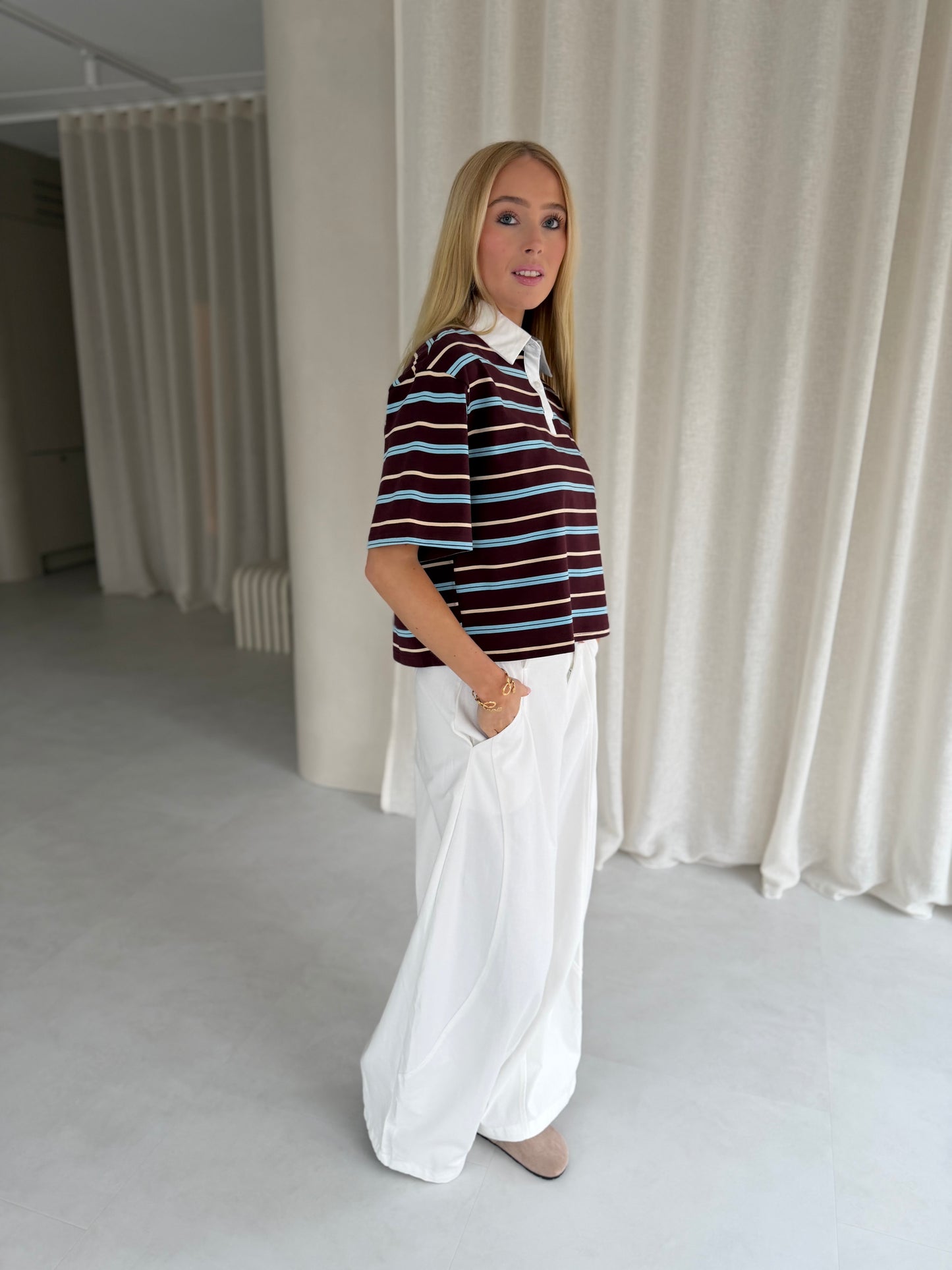 Top Polo - Bordeaux/blauw