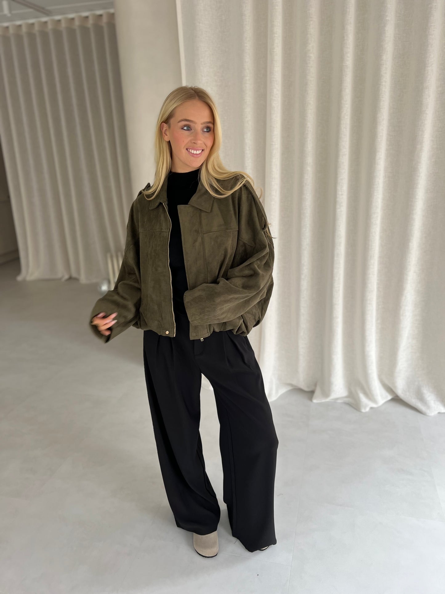 Bomber Suède - Khaki