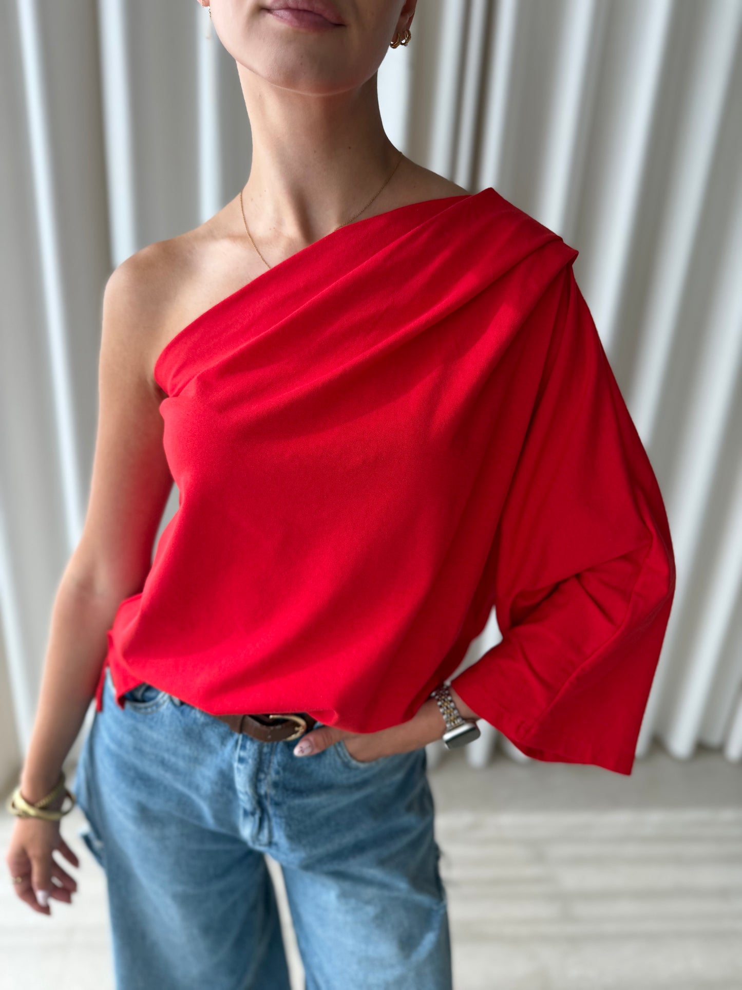 Shirt One shoulder - Rood