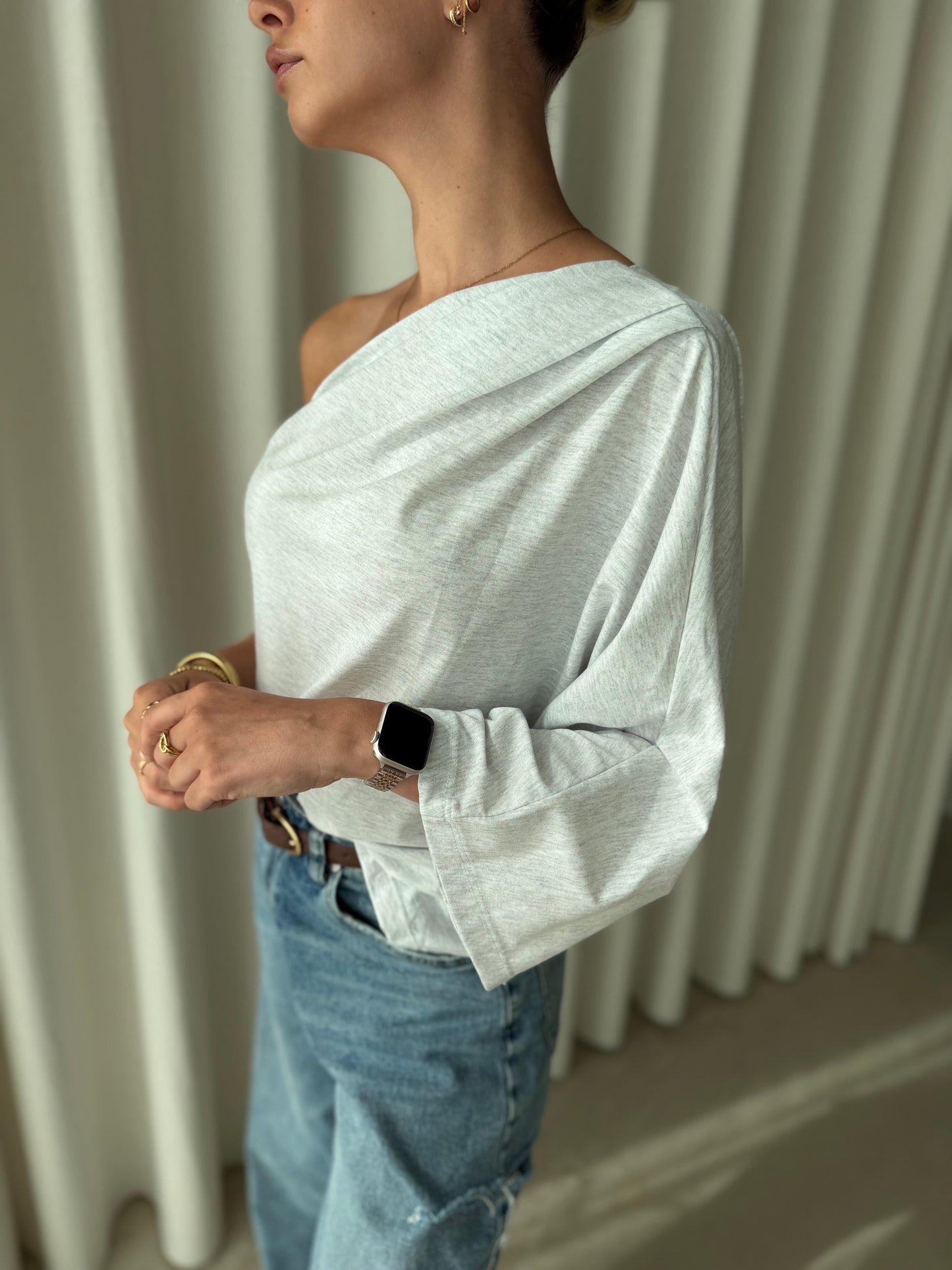 Shirt One shoulder - Grijs