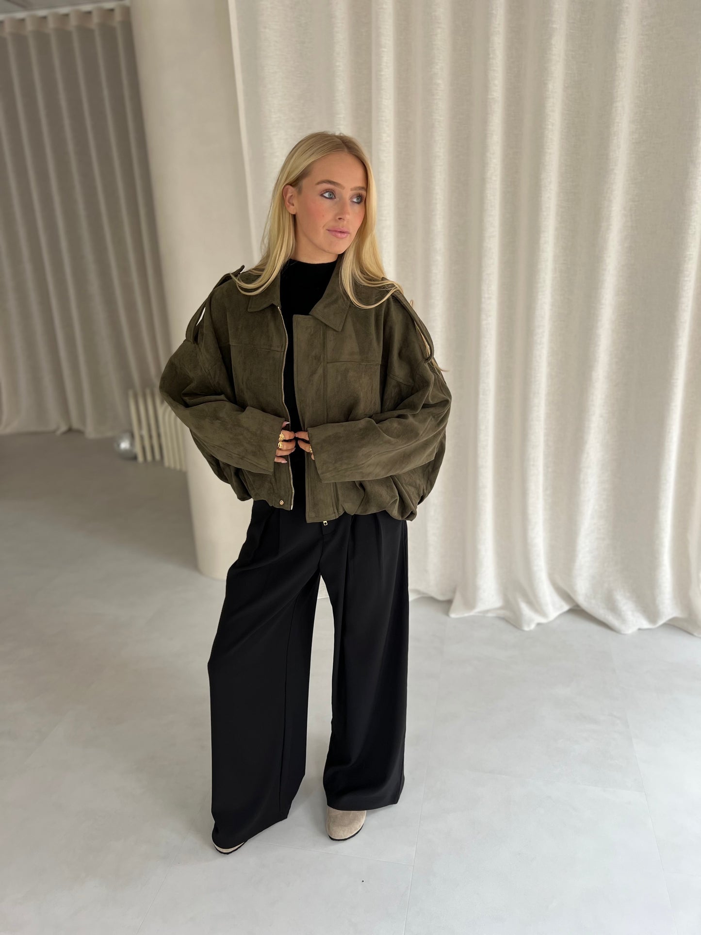 Bomber Suède - Khaki