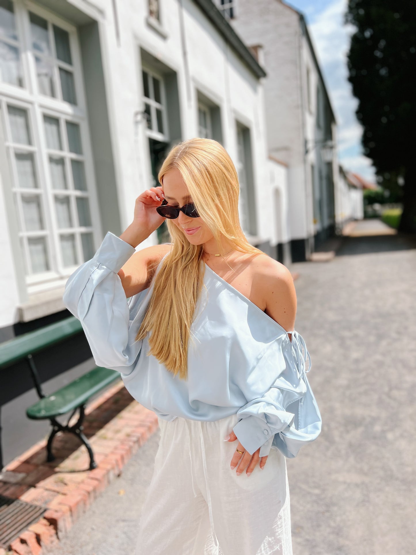 Top Satin - Blauw