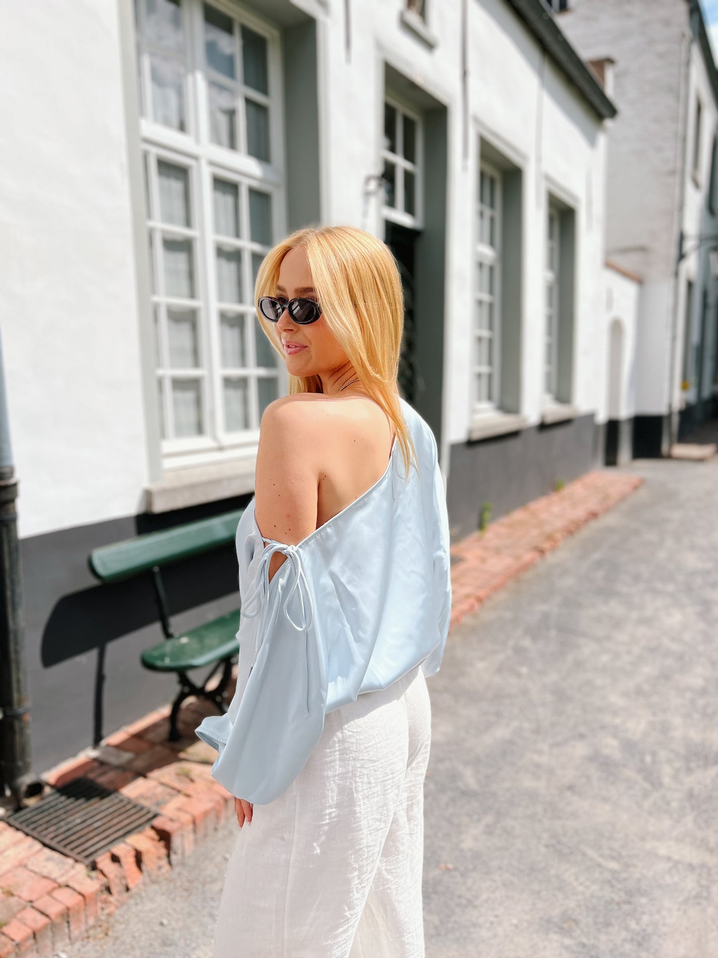 Top Satin - Blauw