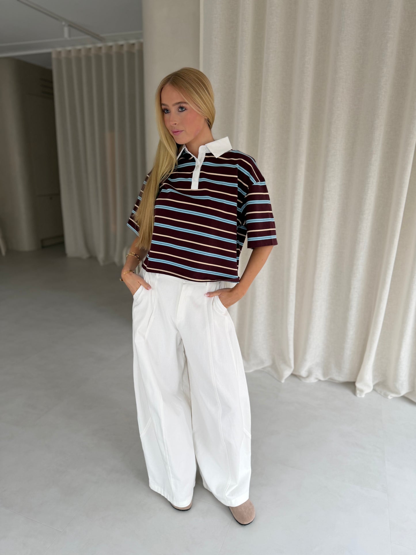 Top Polo - Bordeaux/blauw
