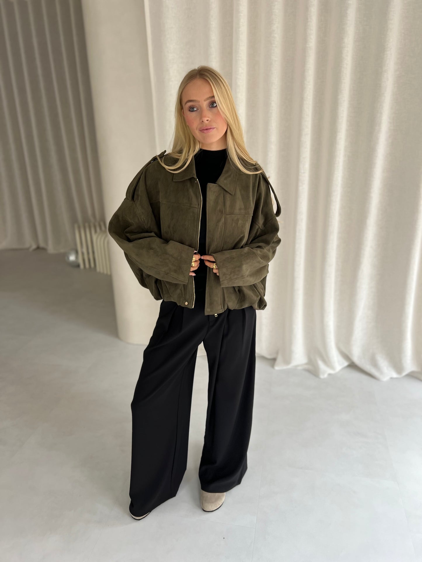 Bomber Suède - Khaki