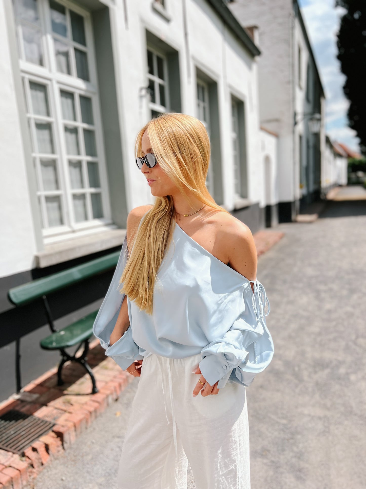 Top Satin - Blauw