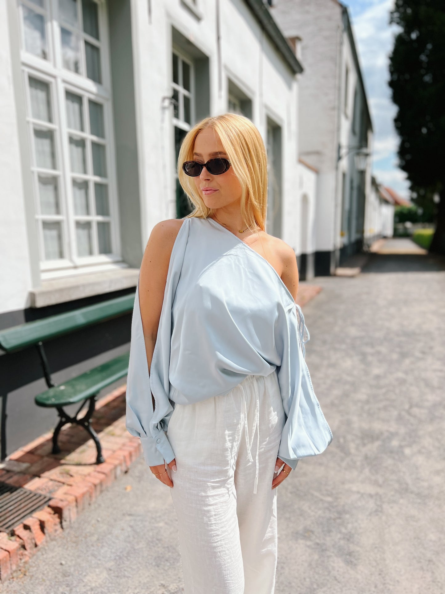 Top Satin - Blauw