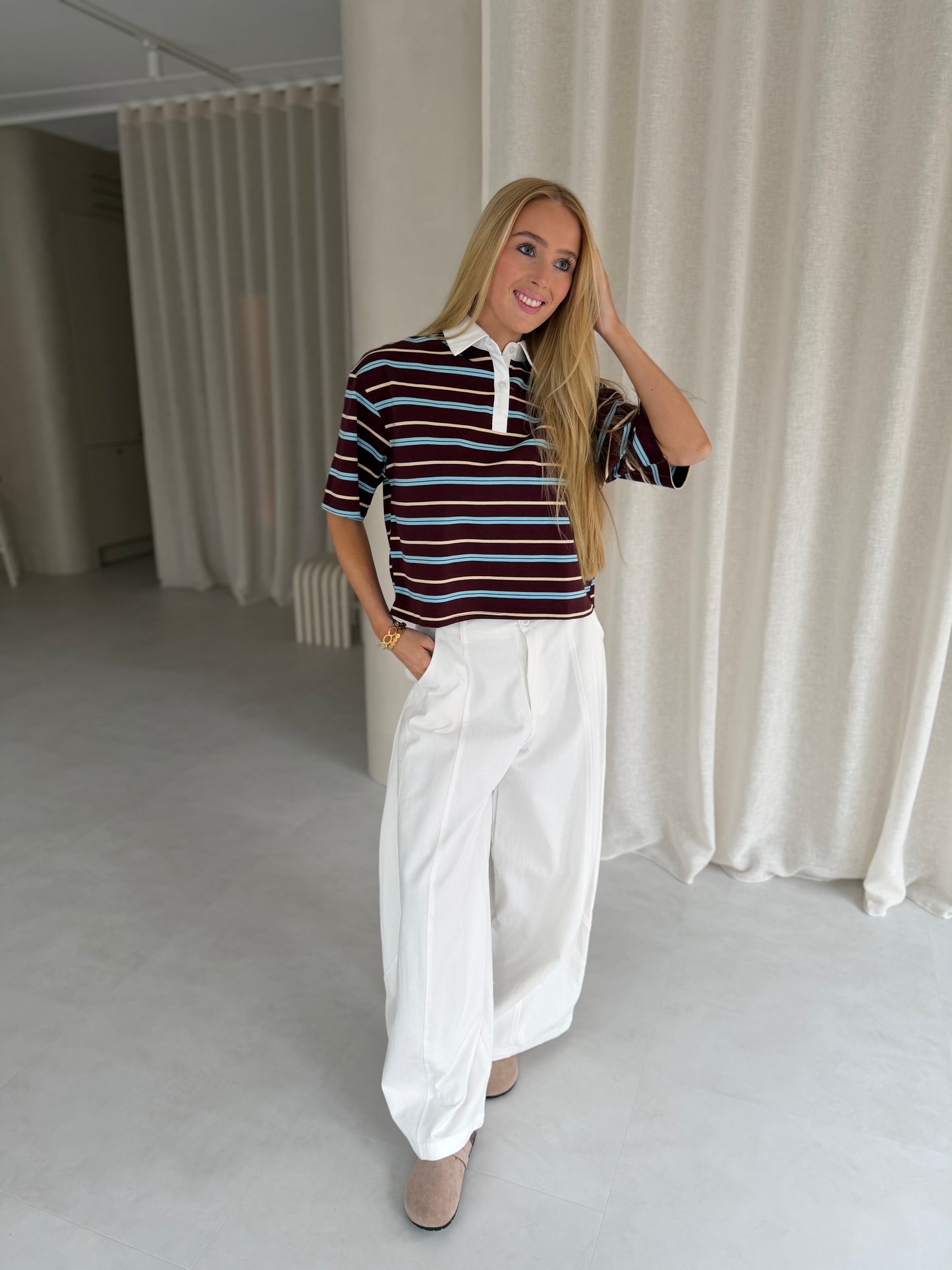 Top Polo - Bordeaux/blauw
