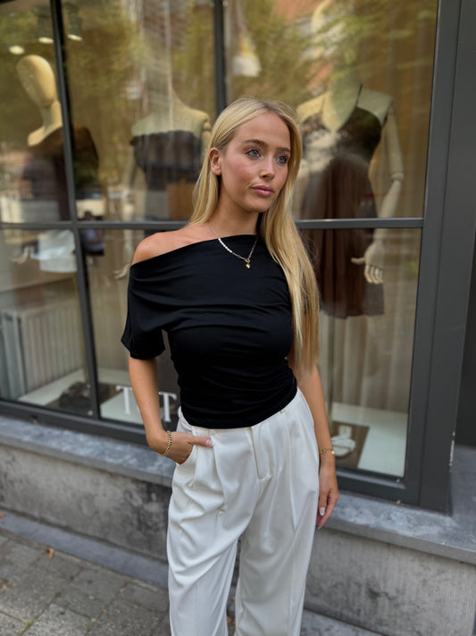 Shirt Off Shoulder - Zwart
