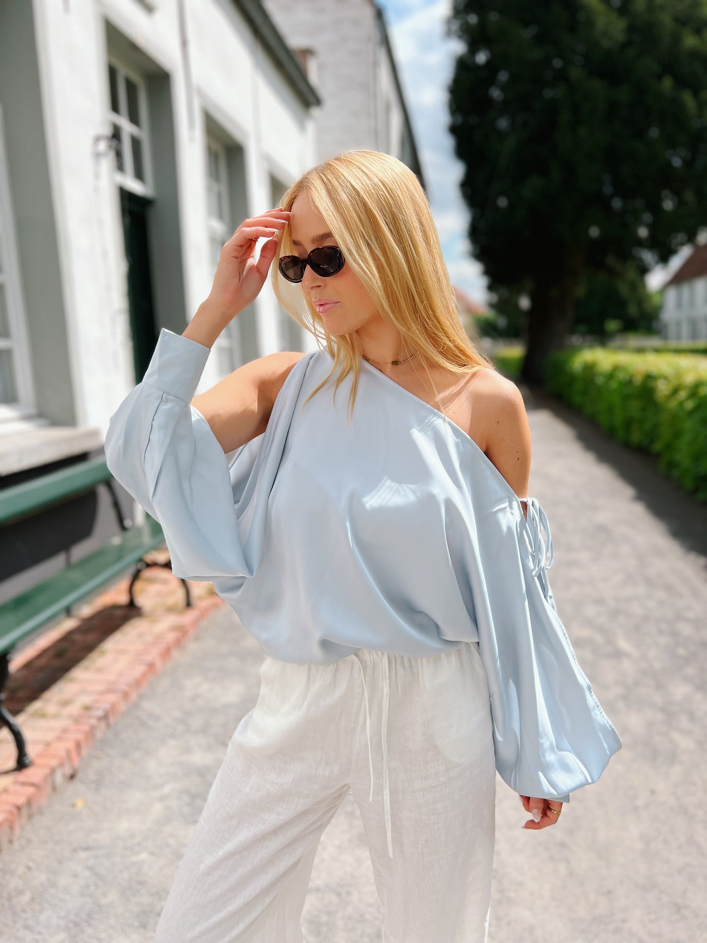 Top Satin - Blauw