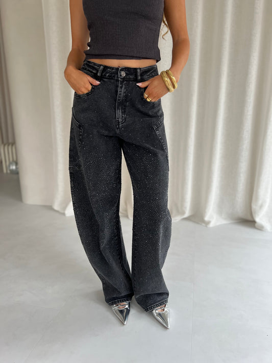 Jeans Baggy Glitter - Zwart