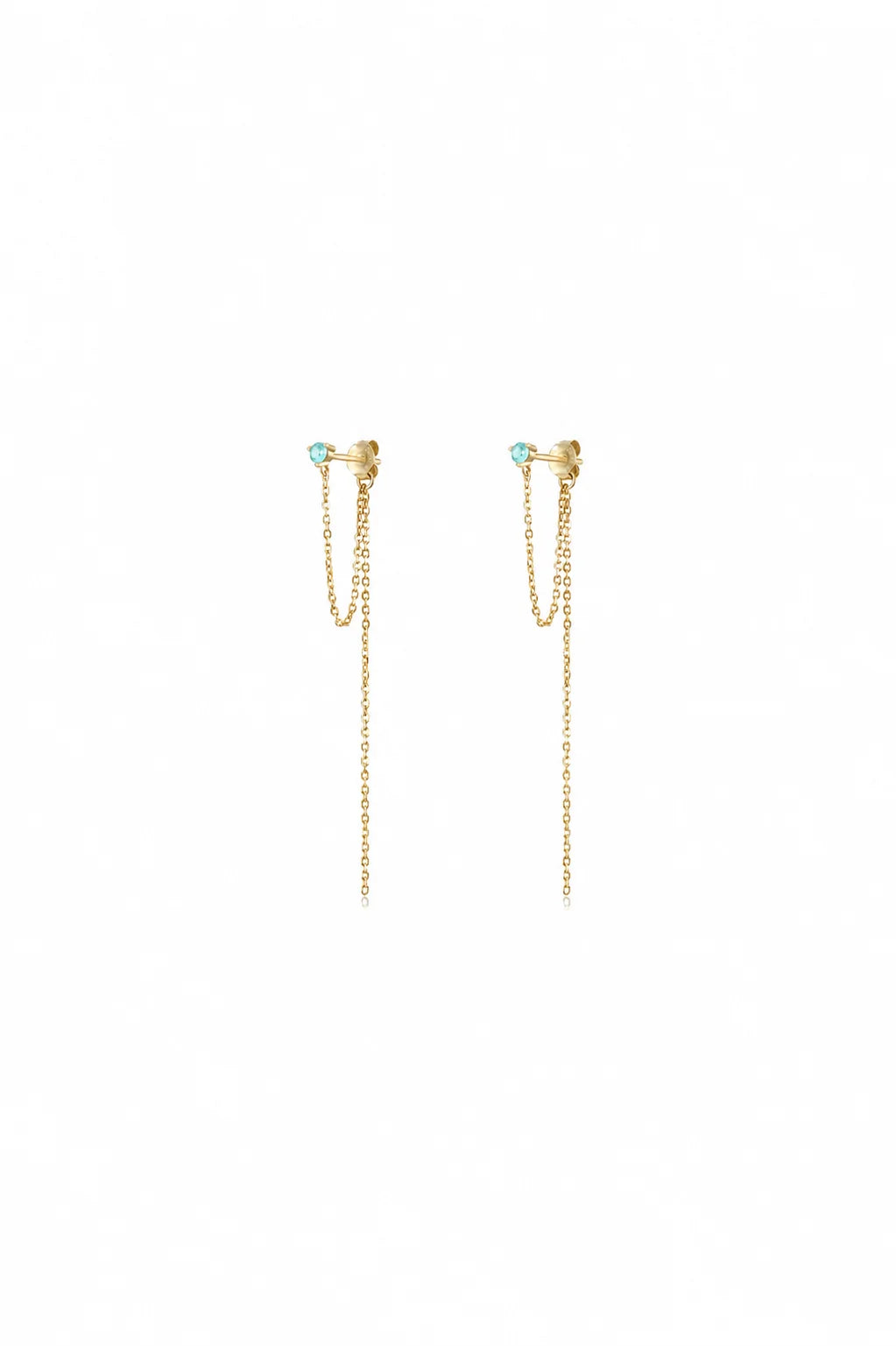 LONG ELEGANT AQUA GOLD STUD CHAIN - JUNE 21