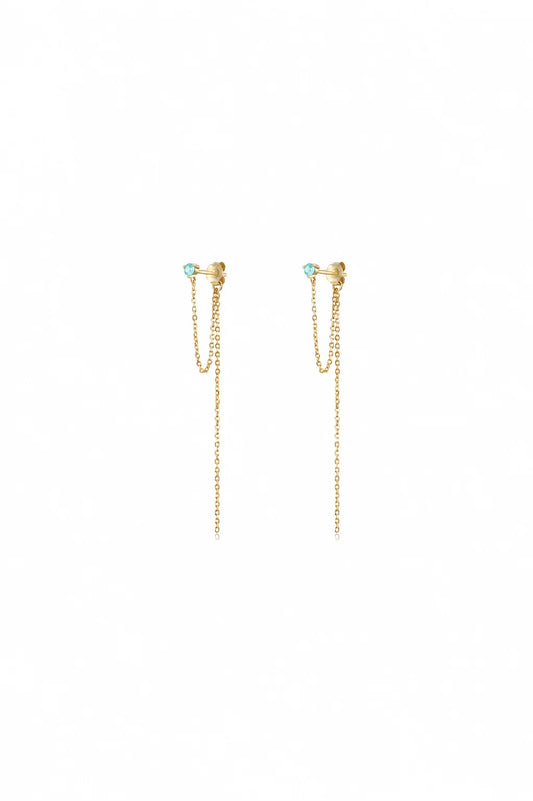LONG ELEGANT AQUA GOLD STUD CHAIN - JUNE 21