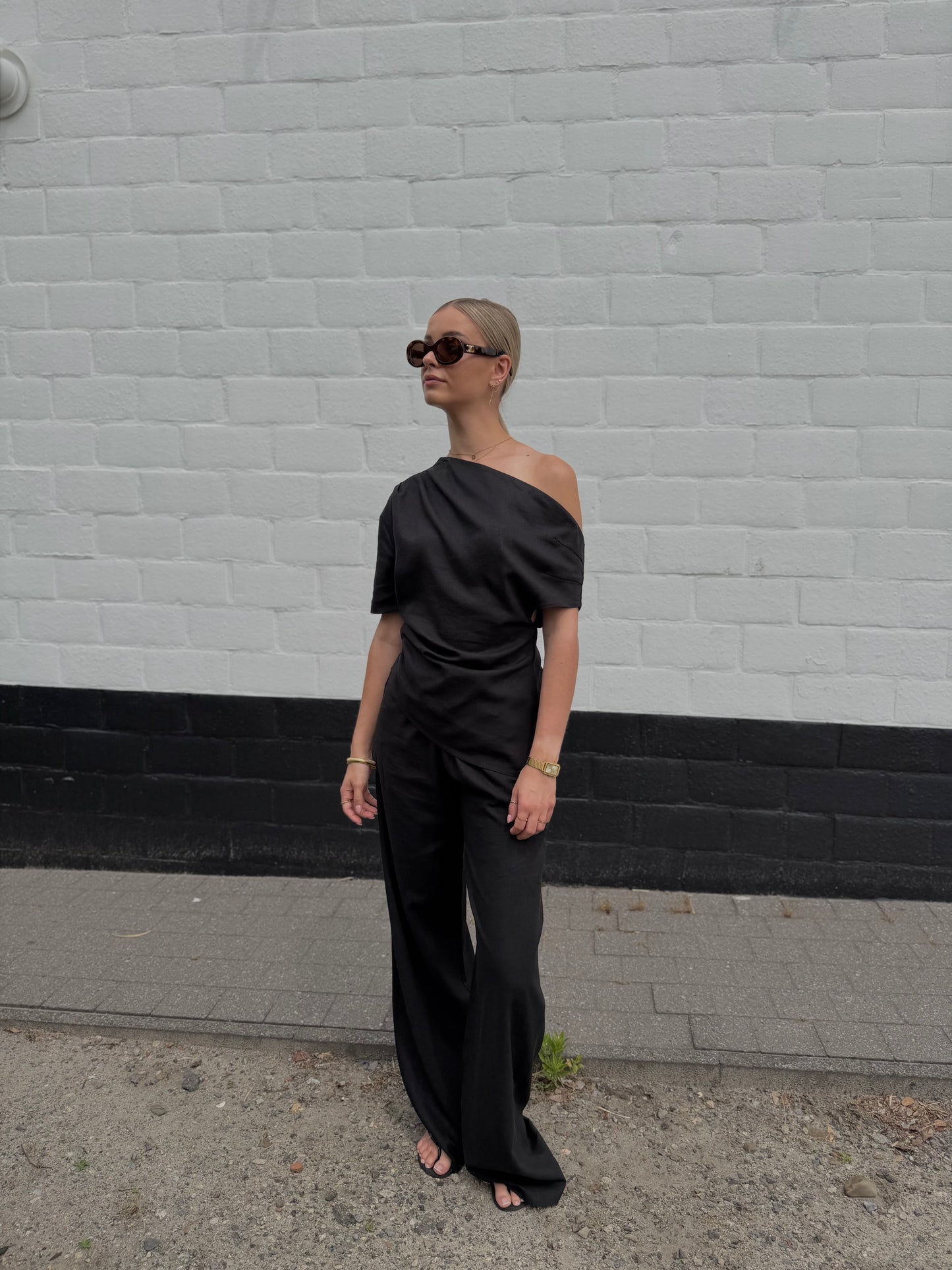 Top Linnen Sofie - Zwart