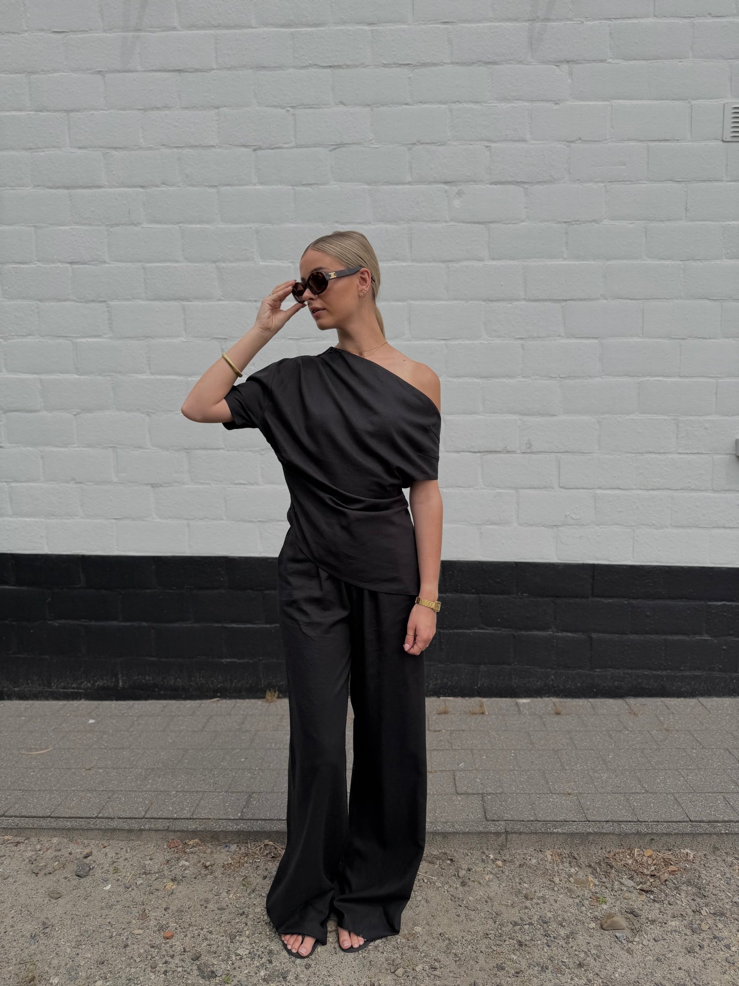 Top Linnen Sofie - Zwart