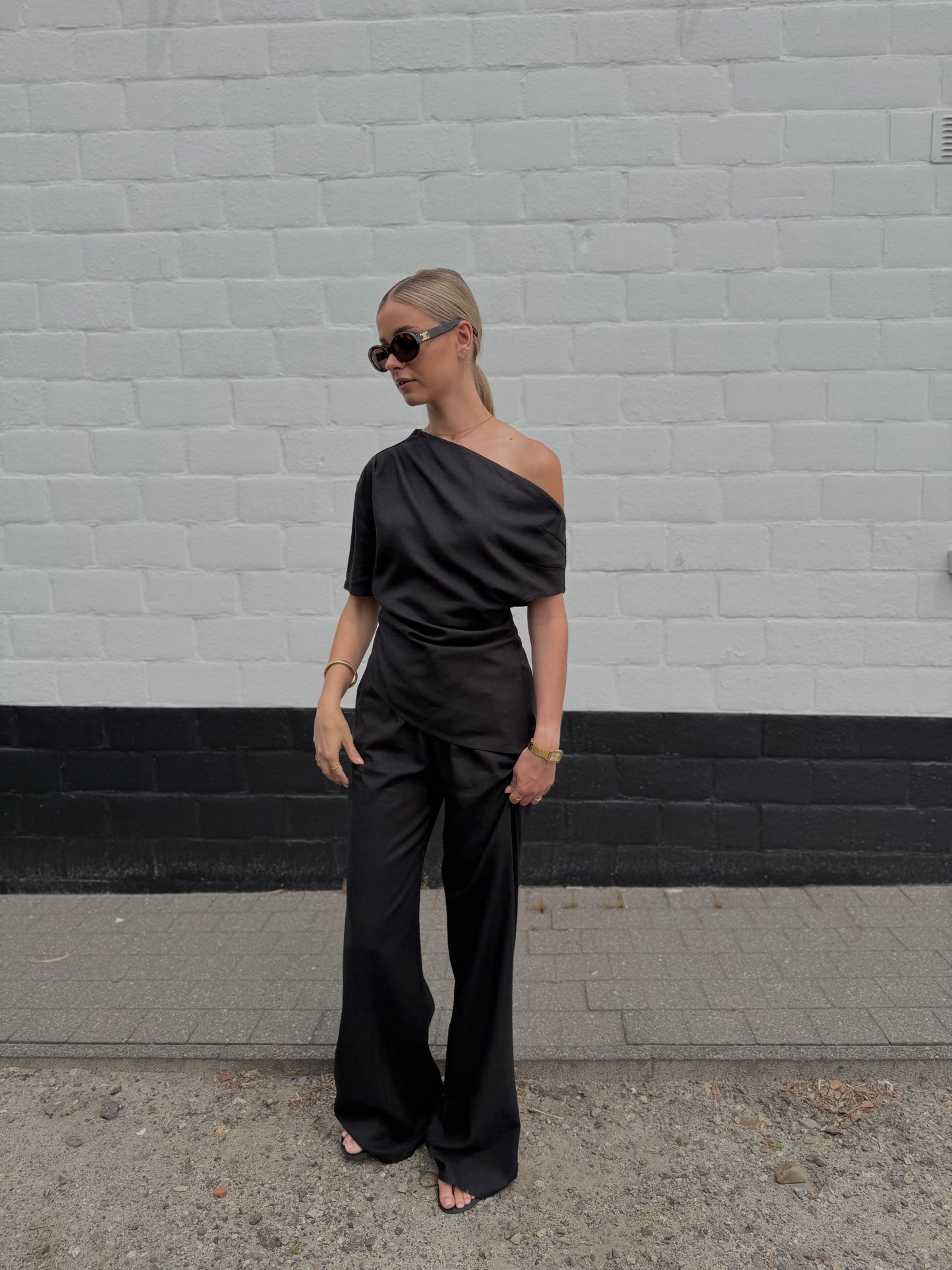 Top Linnen Sofie - Zwart