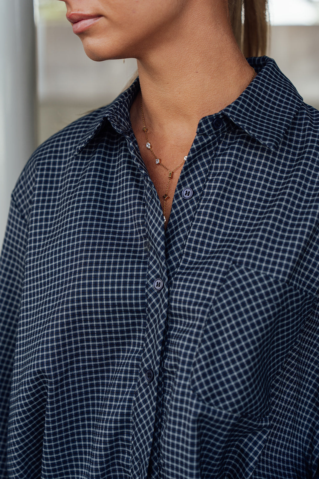 Nola Checkered Shirt - Navy