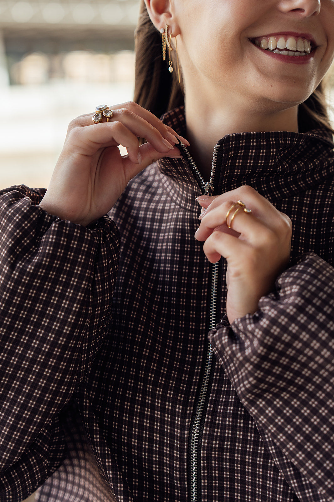 Mila Checkered Bomber - Choco