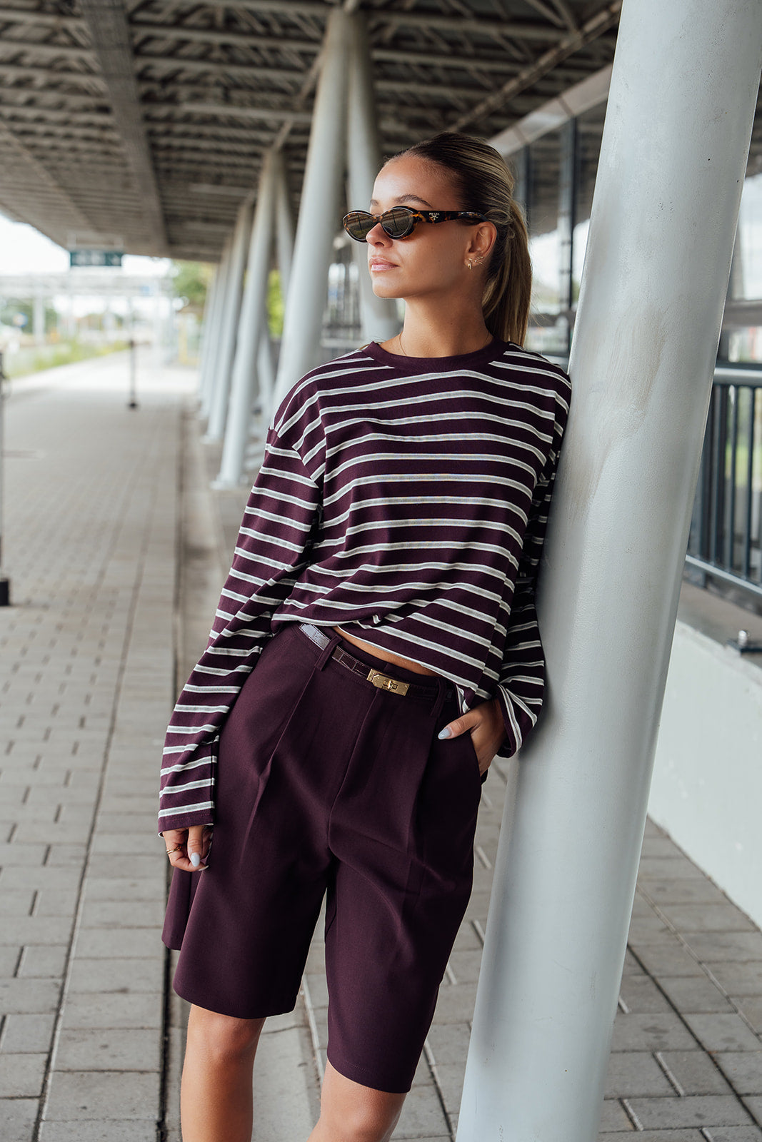 Siena Stripe Top - Bordeaux