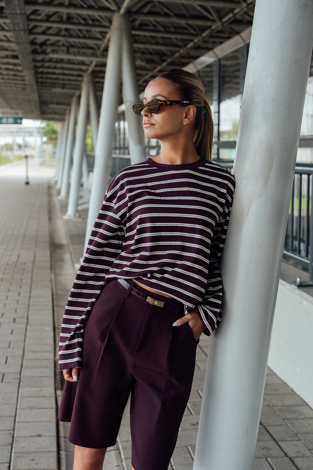 Siena Stripe Top - Bordeaux