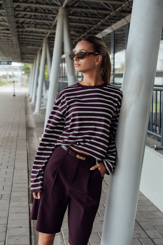Siena Stripe Top - Bordeaux