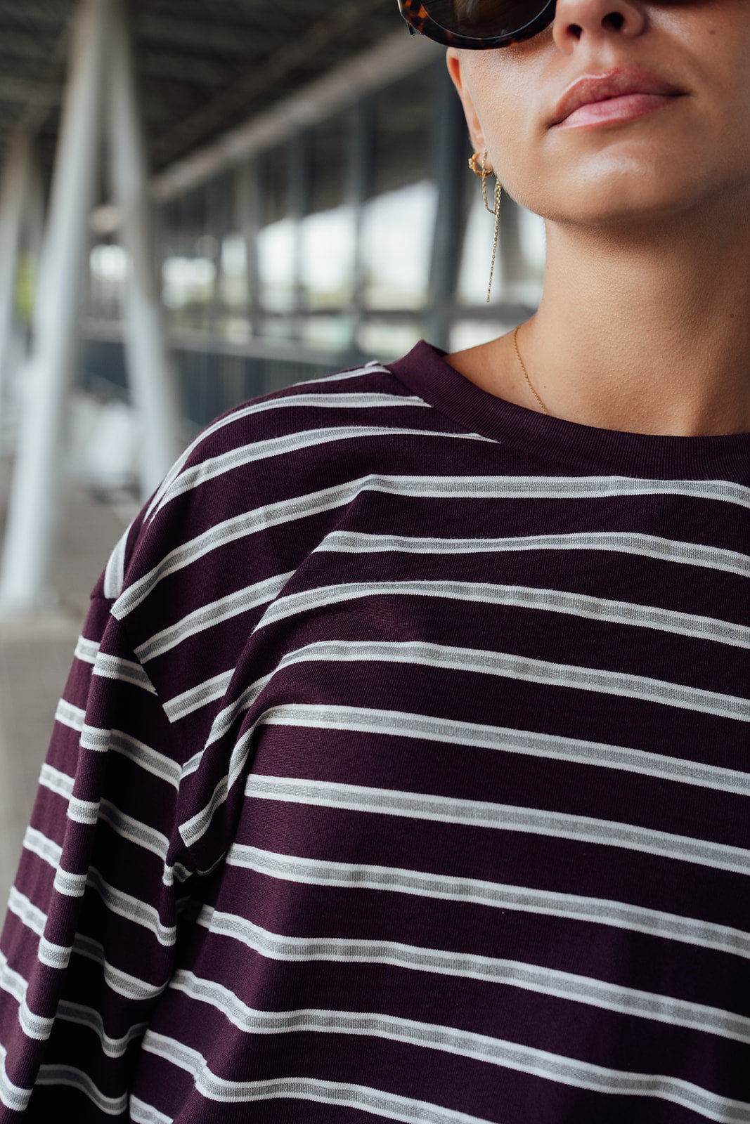 Siena Stripe Top - Bordeaux