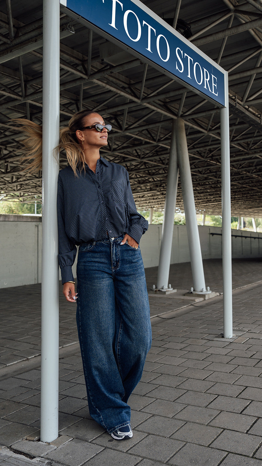 Nola Checkered Shirt - Navy